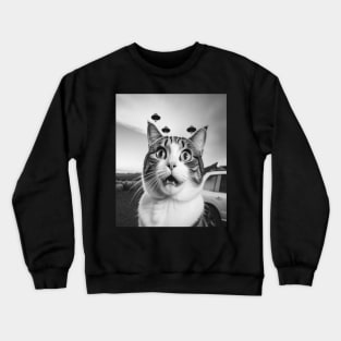 Funny Cat Selfie UFO Alien Invasion - PanfurWare LLC T-Shirt Crewneck Sweatshirt